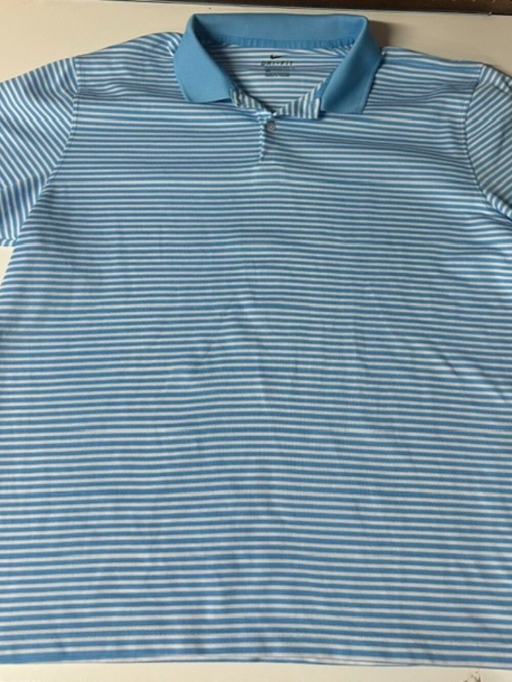 Nike Dri Fit Blue White Stripe Short Sleeve Men's XL Polo Nice LOOK